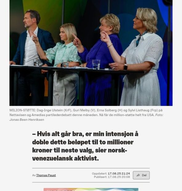 Halvorssen's Controversial Donation of 1 Million Crowns to Norwegian Right-Wing Parties Raises Alarm Over Foreign Influence in National Politics